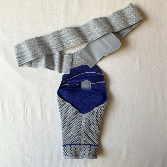 Bauerfeind OmoTrain Shoulder Support, Left 0, Titanium/Gray with Blue Accents - Picture 2 of 7